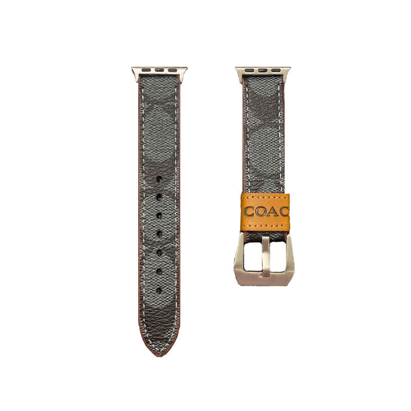 Leather Coach Apple Watch Band Light Brown-YHK244221710 mysite