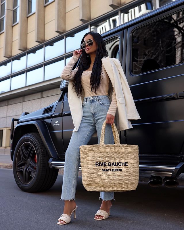 SAINT LAURENT Rive Gauche Logo Crochet Tote mysite