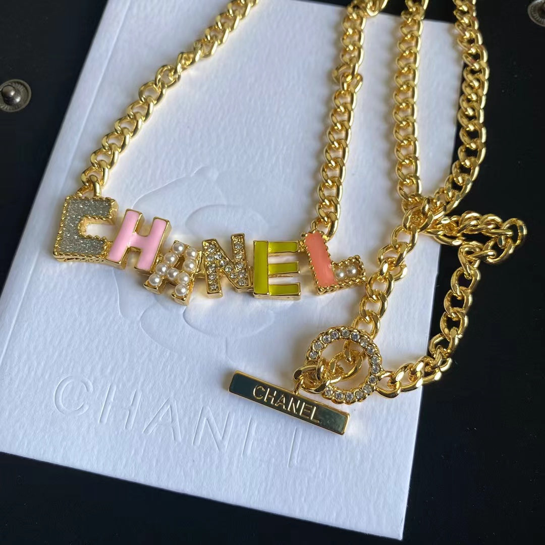 Fashion Colorful Crystal Letter Necklace and Bracelet mysite