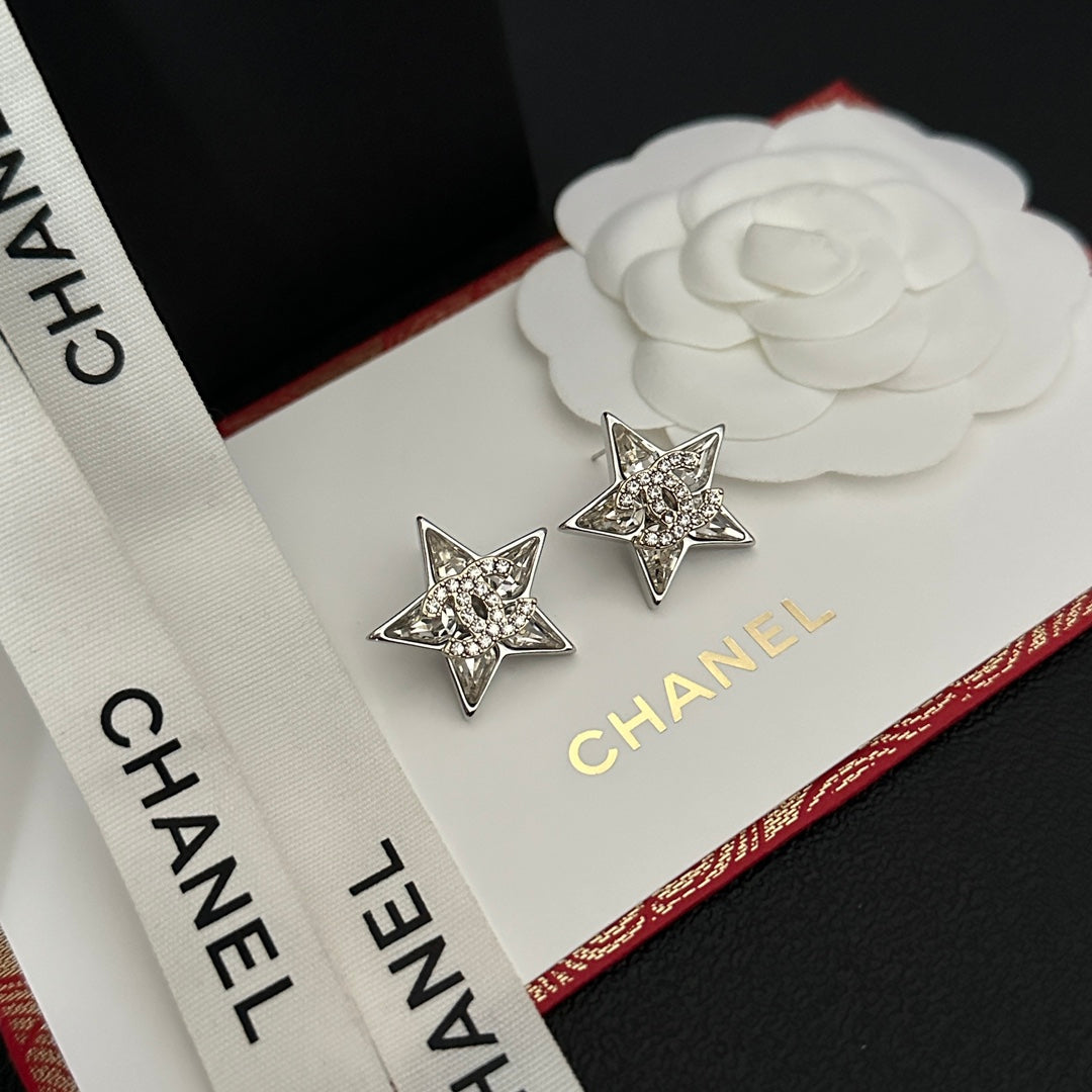 Star Rhinestone Silver Earrings mysite
