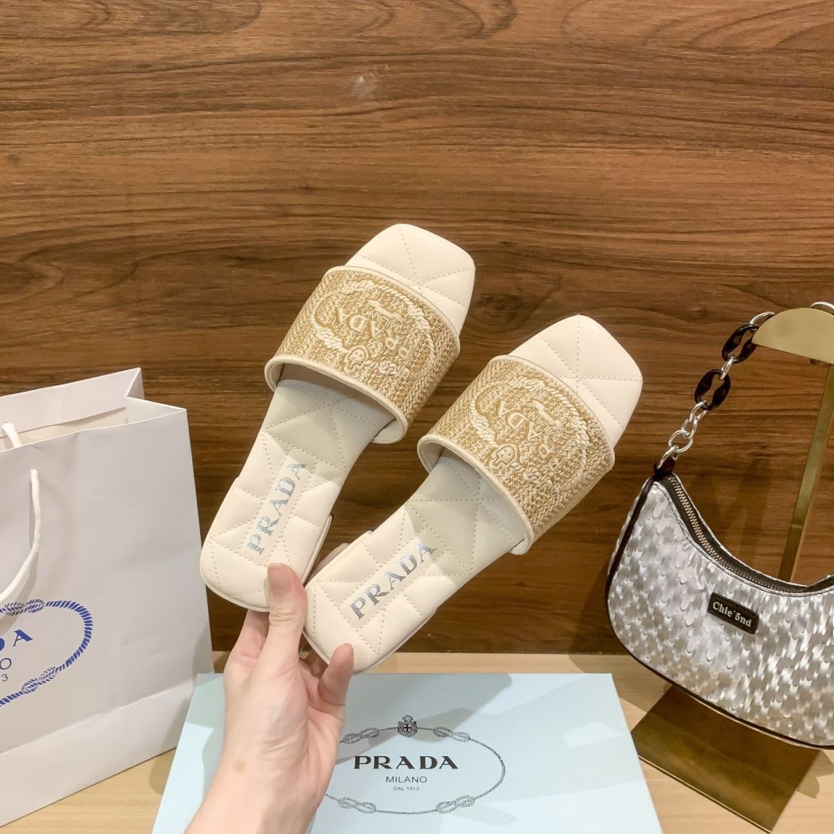Letter Embroidery Flat Slippers mysite