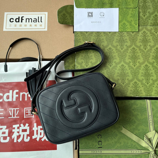 Gucci Blondie Small Shoulder Dark Blue Leather Bag - 21x15.5x5cm mysite