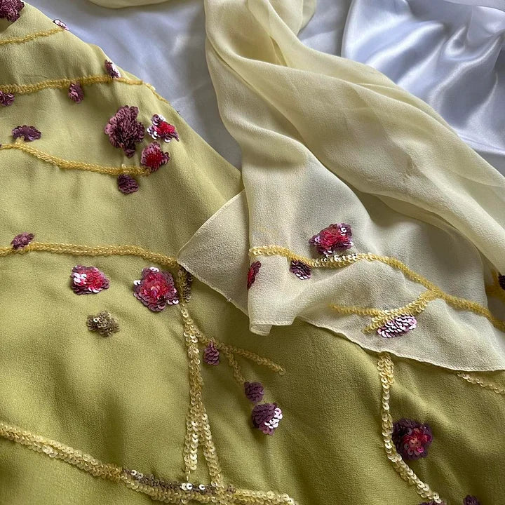 Yellow Green gorgeous exquisite vintage embroidered spaghetti strap long ball gown prom dress evening gown gh2932s mysite