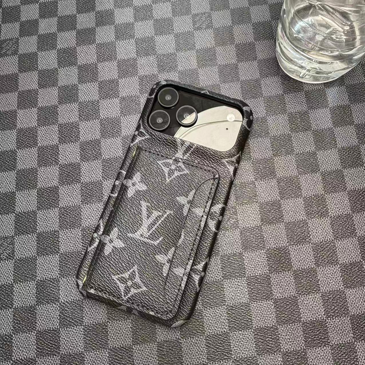 Monogram LV Leather Phone Case For iPhone 17 / 16 / 15 / 14s mysite
