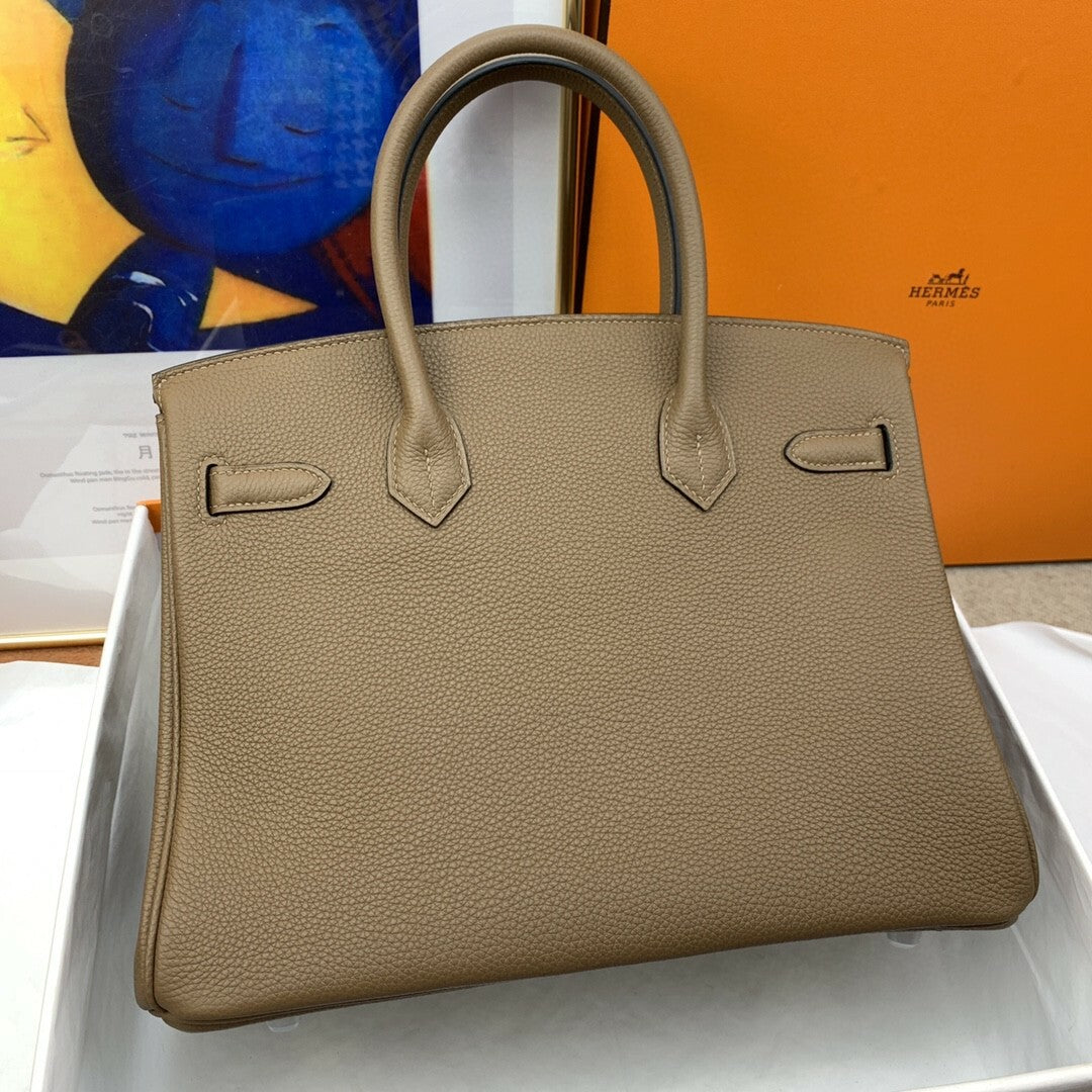 Hermes Birkin 30 Togo Etoupe Bag Silver Hardware Handbags (11.8in30cm) mysite