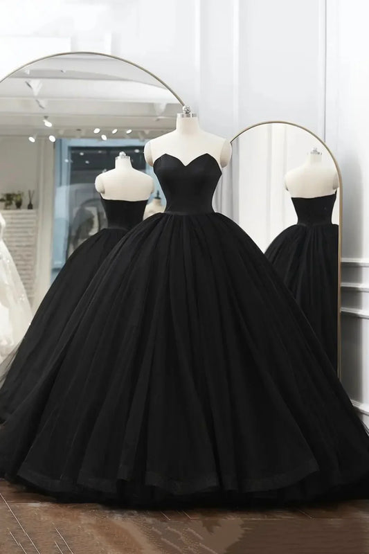 Black Tulle Long Ball Gown Prom Dresses,Vintage Long Evening Dresss mysite