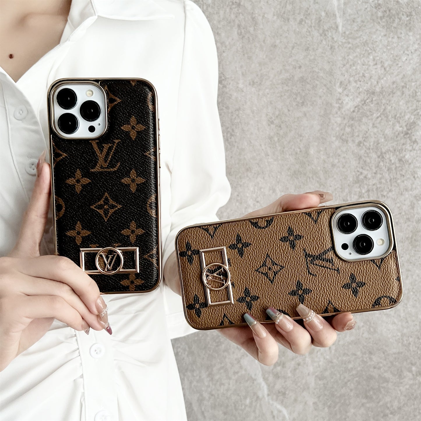 MONOGRAM CANVAS LEATHER PREMIUM ELECTROPLATING FOR IPHONEs mysite