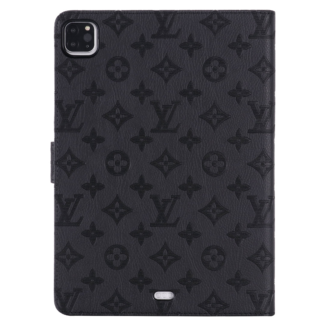 3D Embossed Canvas Monogram Holster Apple iPad Flip Cover With Stand Function mysite