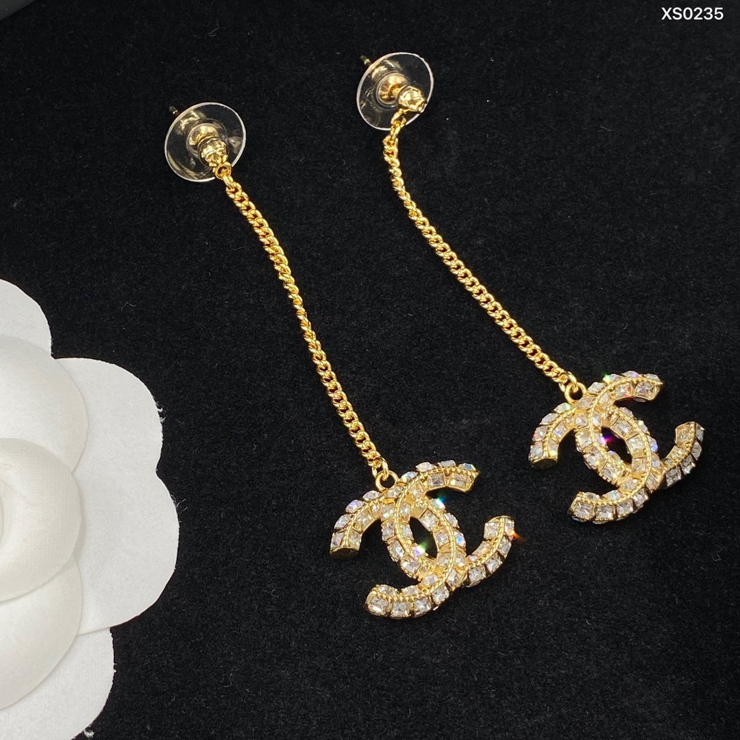 Long Chain Crystal Diamond Drop Earrings mysite