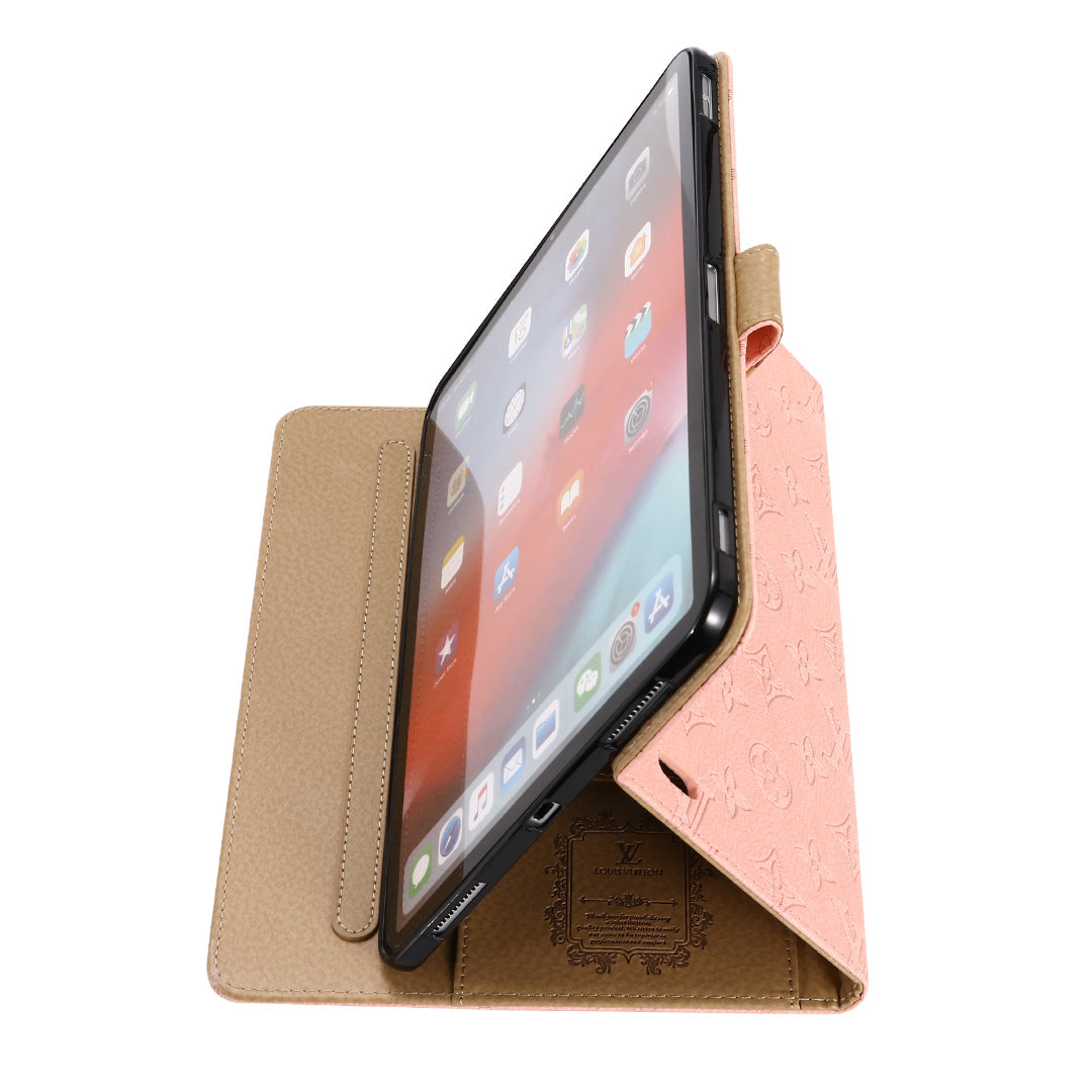3D Embossed Canvas Monogram Holster Apple iPad Flip Cover With Stand Function mysite