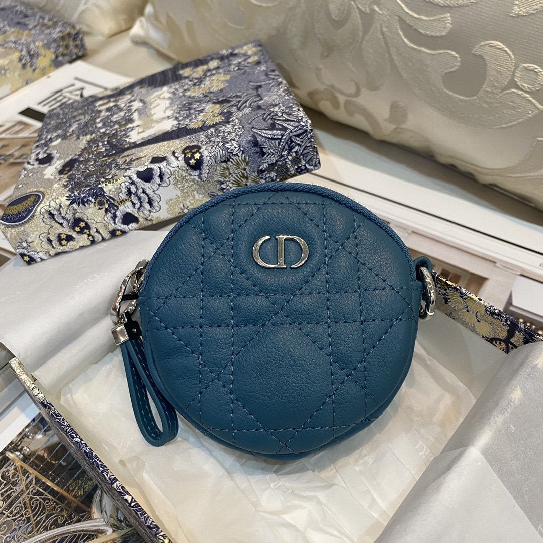 DETACHABLE CARO ROUND COIN PURSE DEEP OCEAN BLUE CANNAGE CALFSKIN mysite
