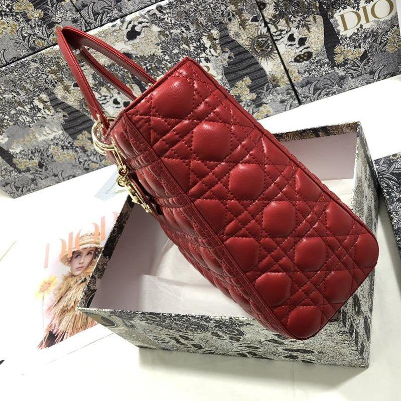LARGE LADY BAG 32CM RED CANNAGE LAMBSKIN mysite