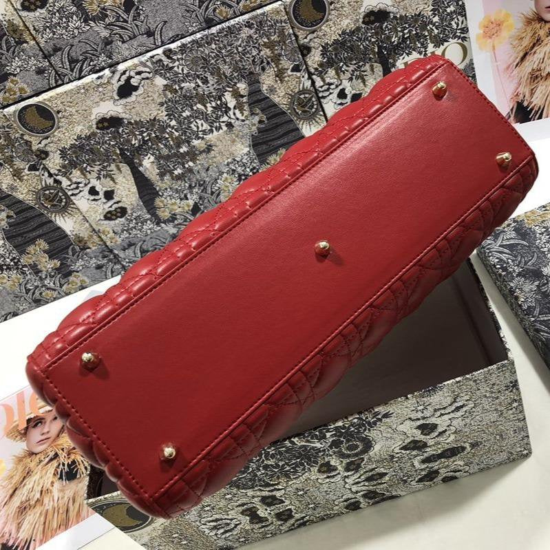 LARGE LADY BAG 32CM RED CANNAGE LAMBSKIN mysite