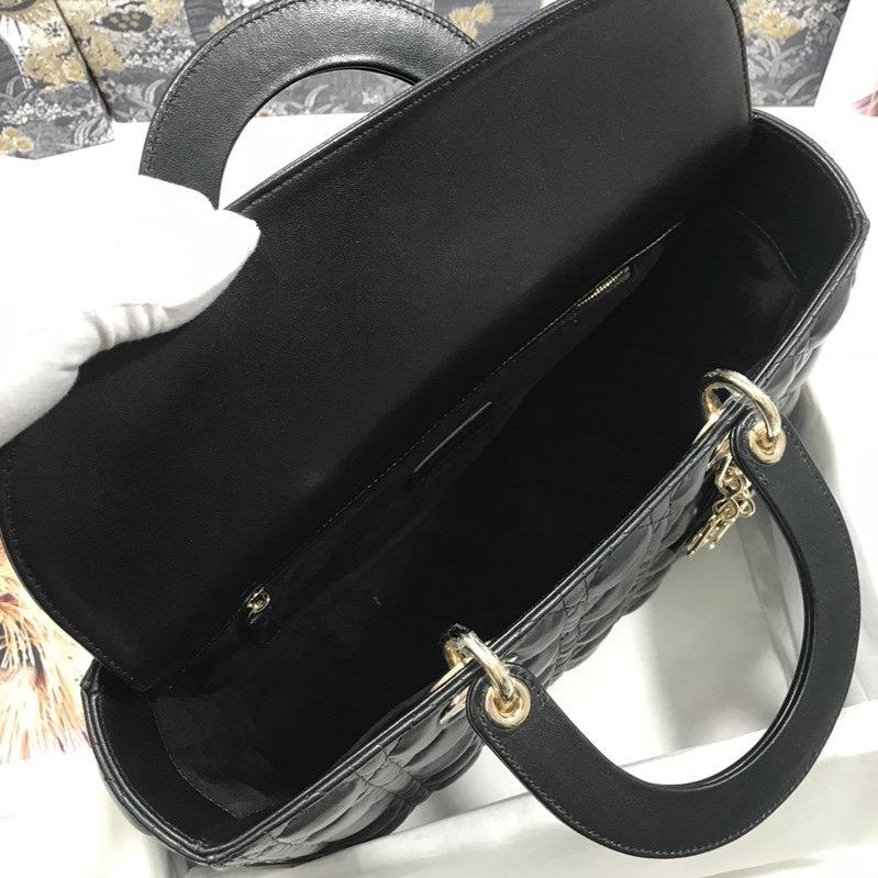 LARGE LADY BAG 32CM BLACK CANNAGE LAMBSKIN mysite