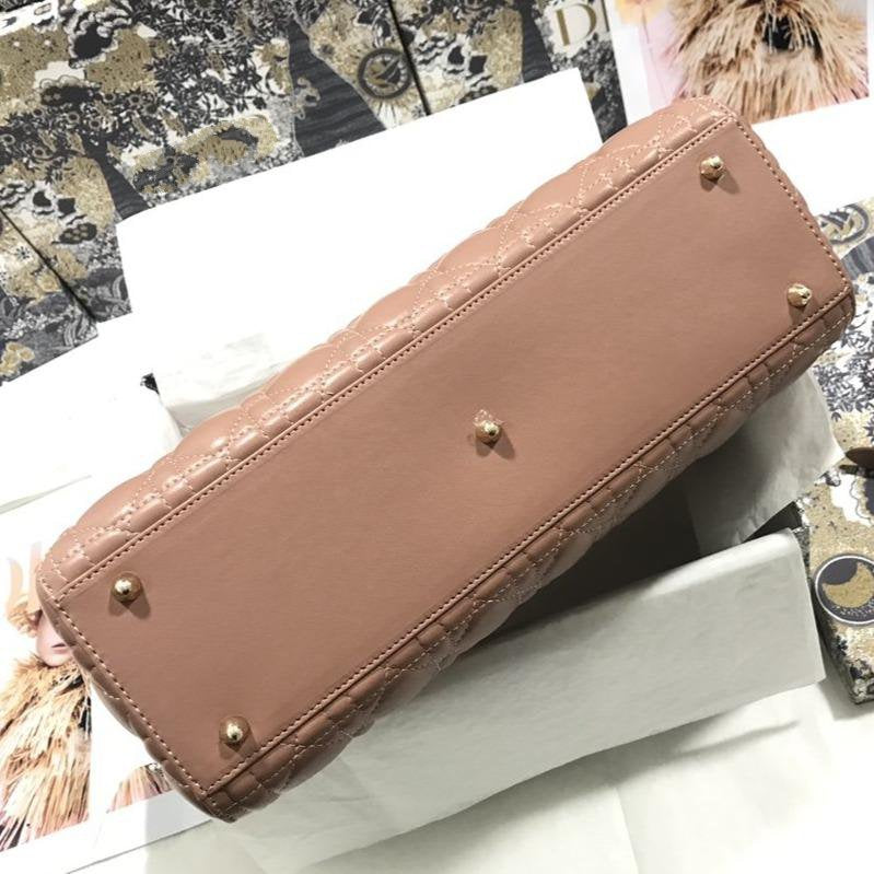 LARGE LADY BAG 32CM BEIGE CANNAGE LAMBSKIN mysite