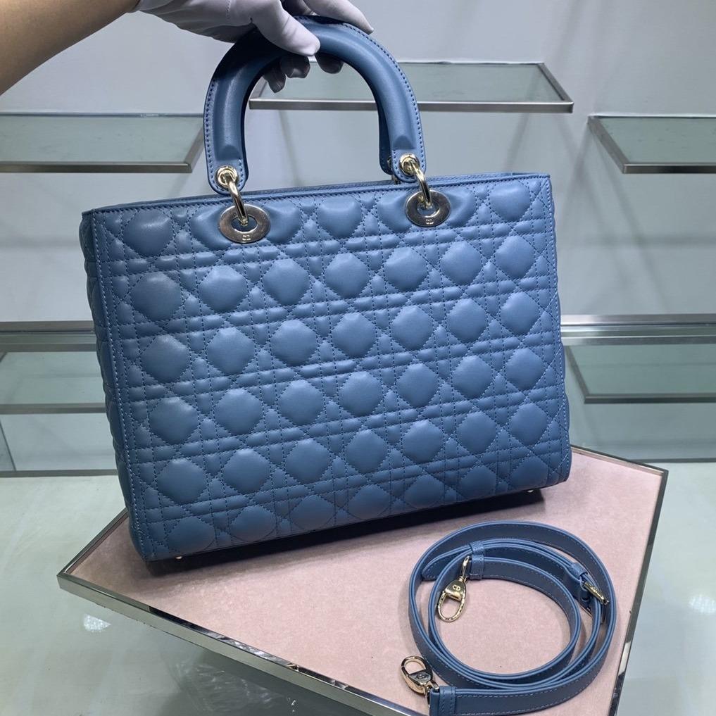 LARGE LADY BAG 32CM BLUE CANNAGE LAMBSKIN mysite