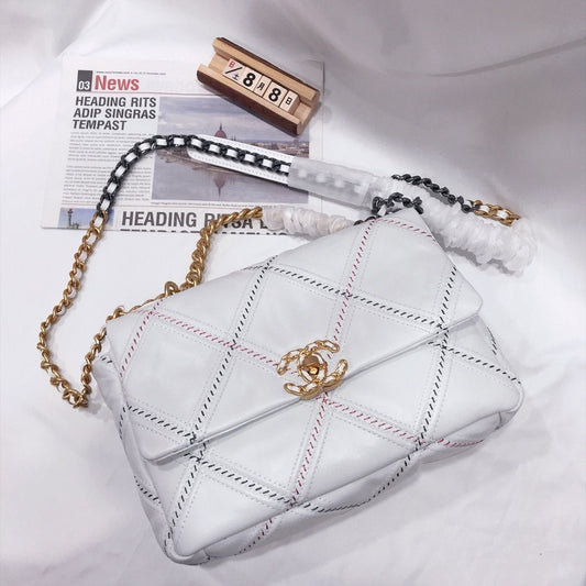 19 FLAP BAG 30CM WHITE QUILTED mysite