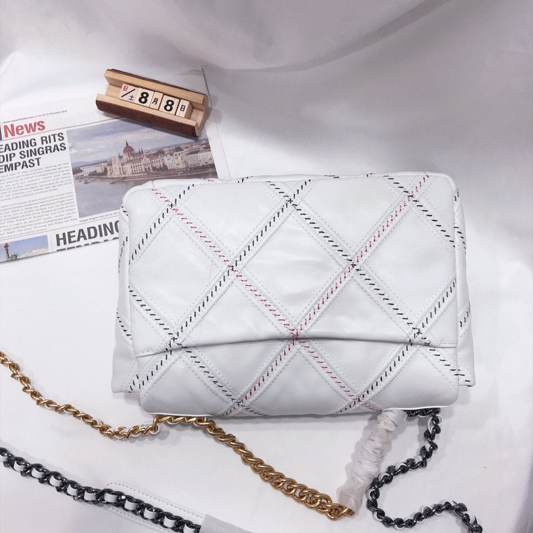 19 FLAP BAG 30CM WHITE QUILTED mysite