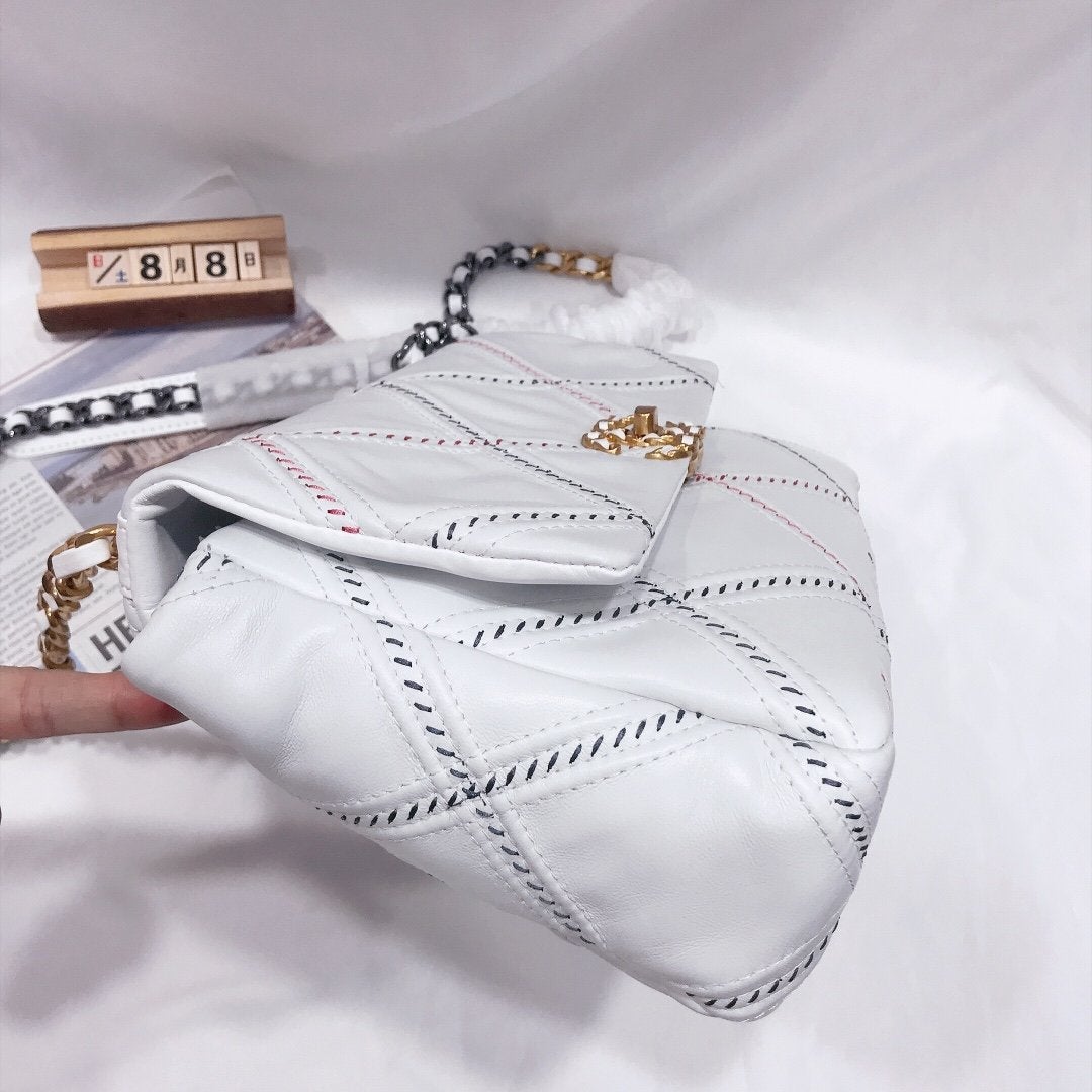 19 FLAP BAG 30CM WHITE QUILTED mysite