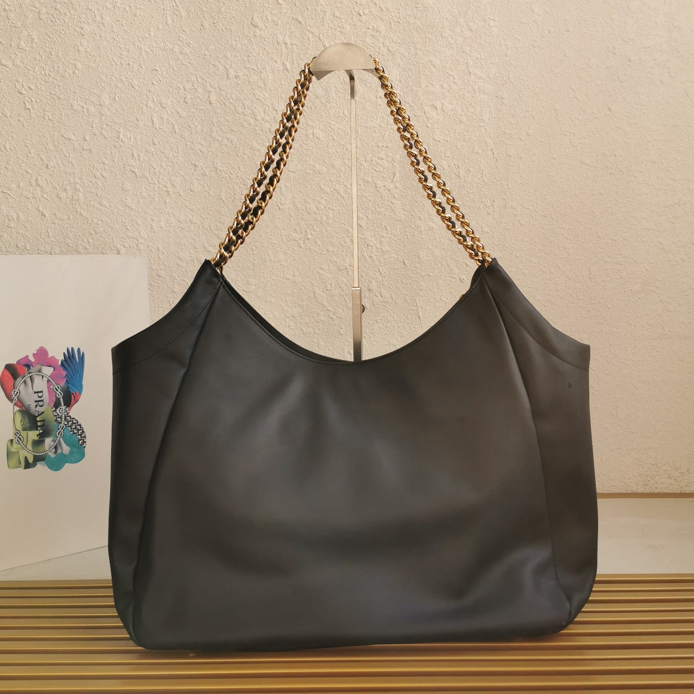 CHAIN TOTE 39 SOFT BLACK CALFSKIN mysite