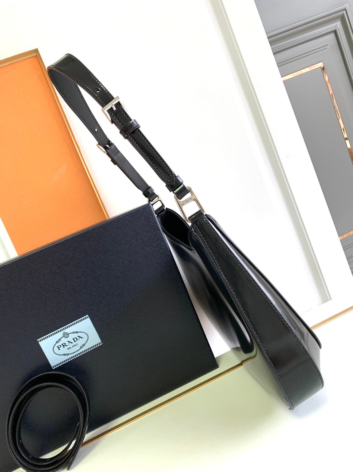 CLEO 30 BLACK BRUSHED LEATHER SHOULDER BAG mysite