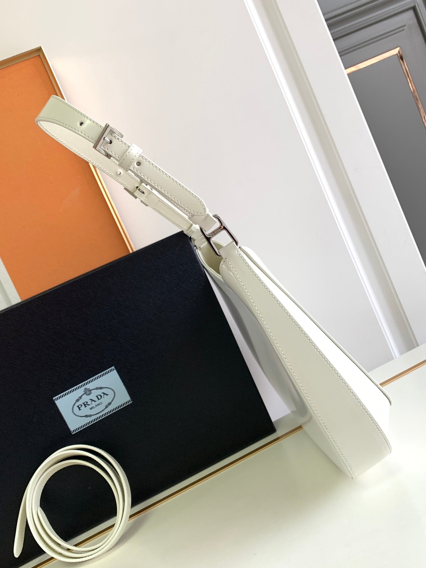 CLEO 30 WHITE BRUSHED LEATHER SHOULDER BAG mysite