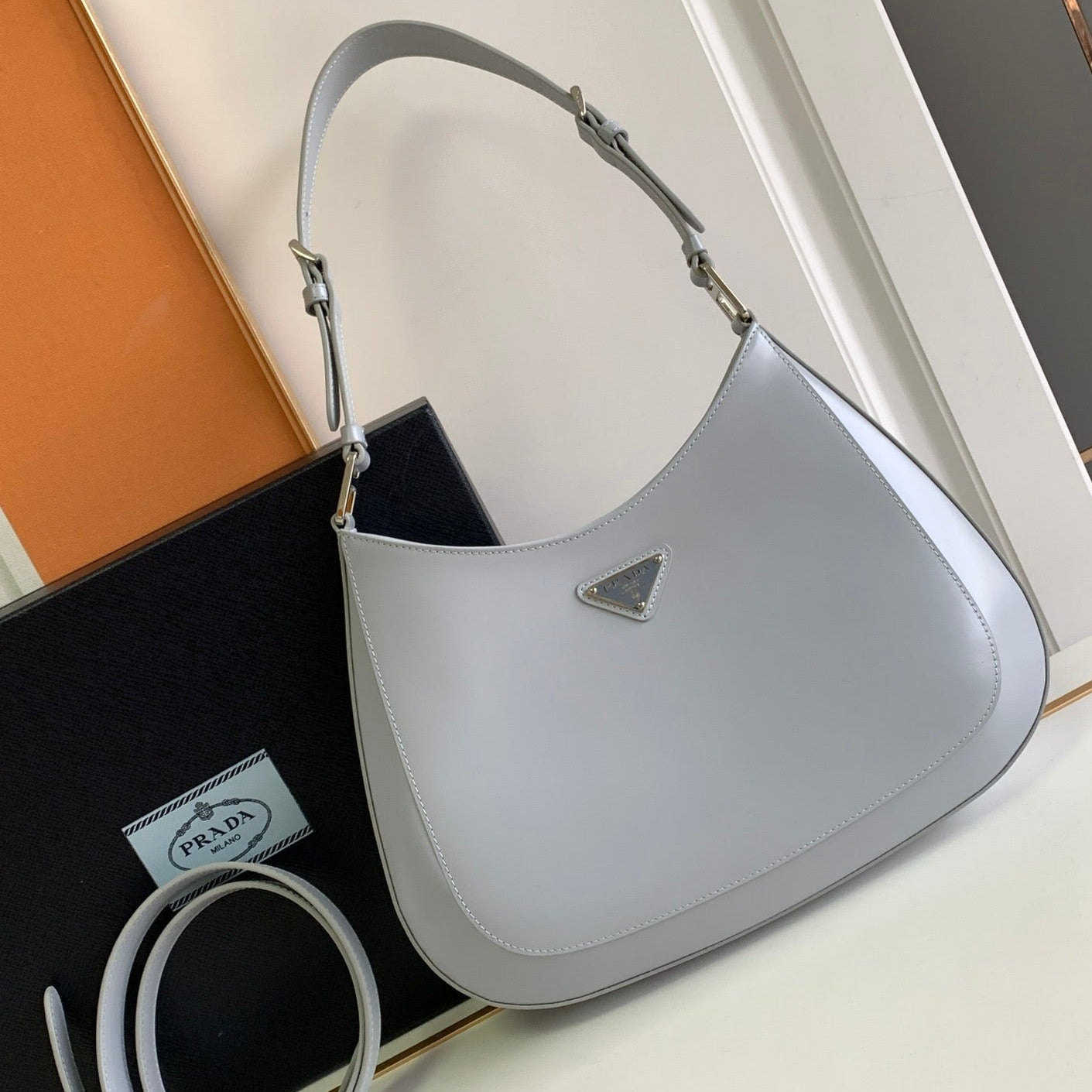 CLEO 30 GREY BRUSHED LEATHER SHOULDER BAG mysite
