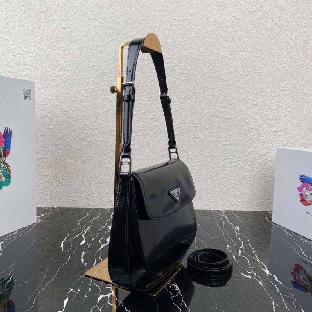 CLEO 24 BLACK BRUSHED LEATHER SHOULDER BAG mysite