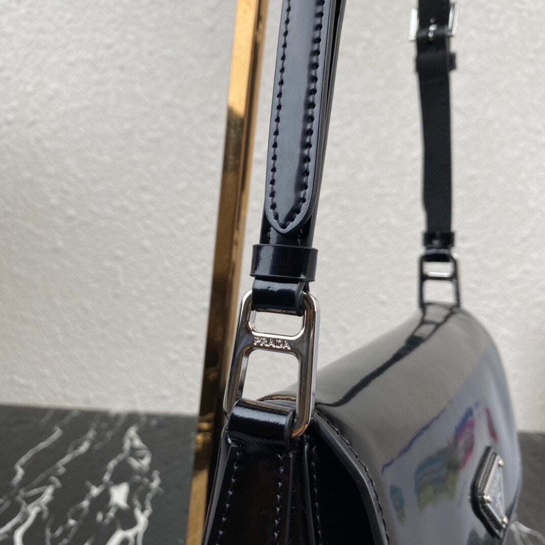 CLEO 24 BLACK BRUSHED LEATHER SHOULDER BAG mysite