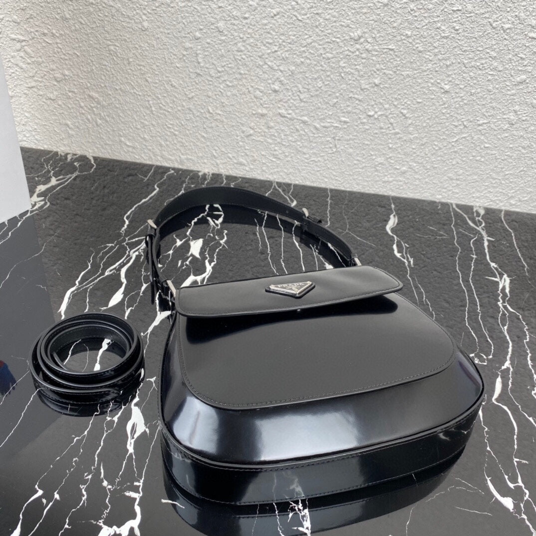 CLEO 24 BLACK BRUSHED LEATHER SHOULDER BAG mysite