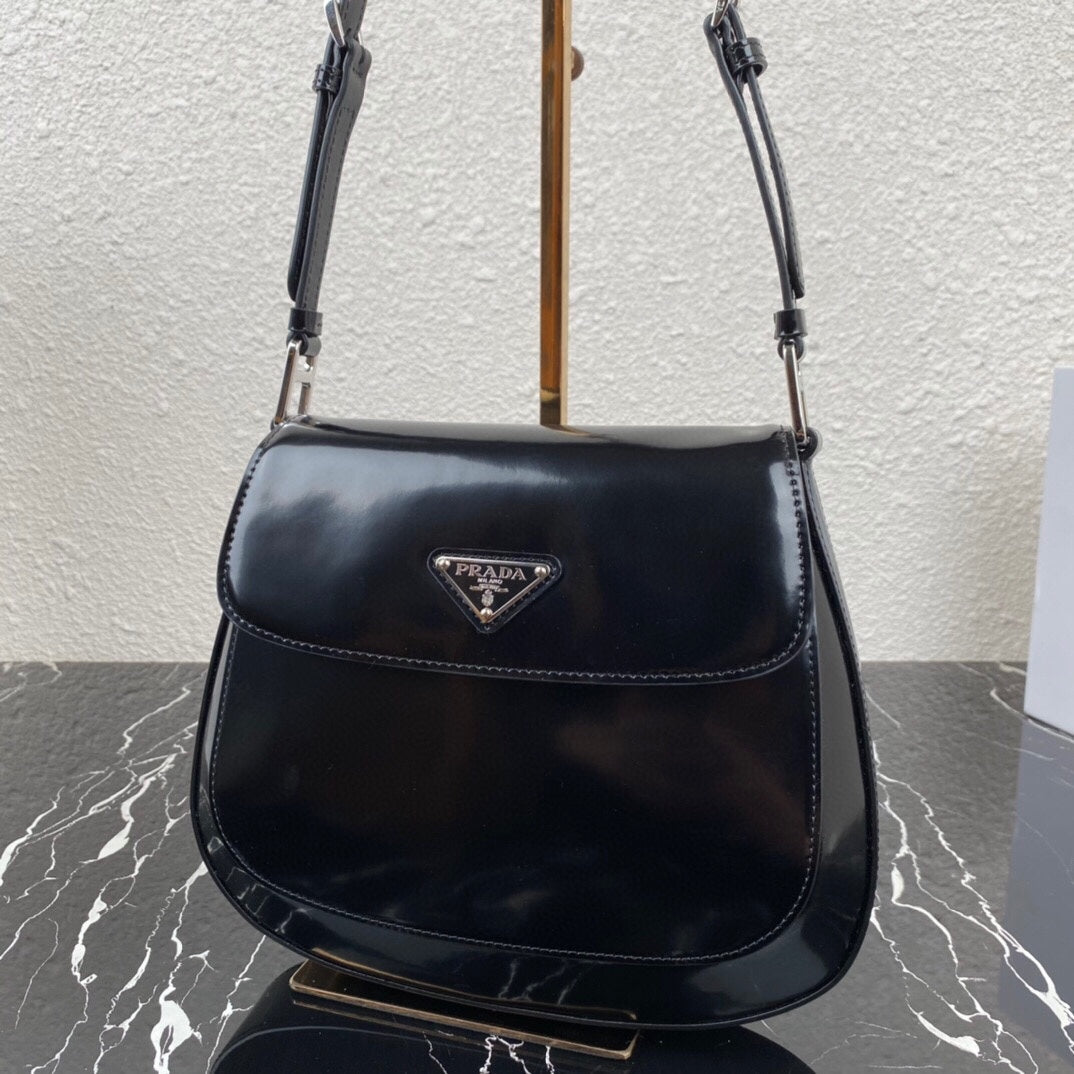 CLEO 24 BLACK BRUSHED LEATHER SHOULDER BAG mysite