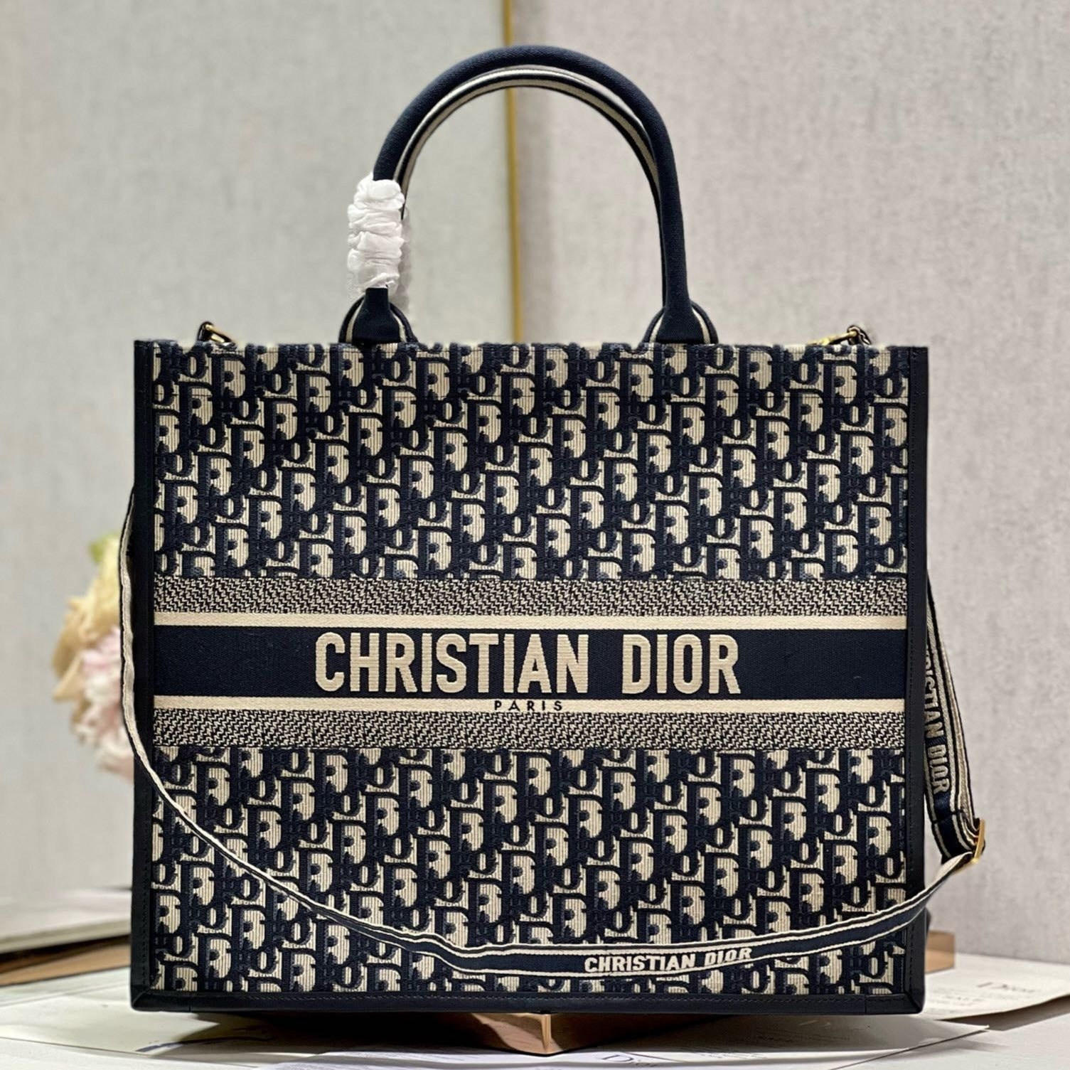 CD LARGE BOOK TOTE 42 BLUE OBLIQUE EMBROIDERY mysite