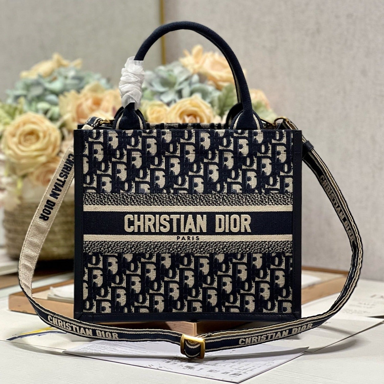 CD SMALL BOOK TOTE 26 BLUE OBLIQUE EMBROIDERY mysite