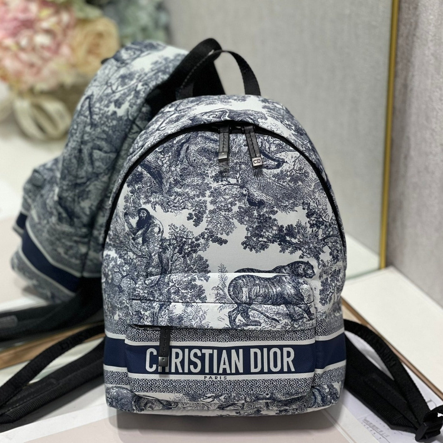 TRAVEL BACKPACK 20CM WHITE BLUE OBLIQUE JACQUARD mysite