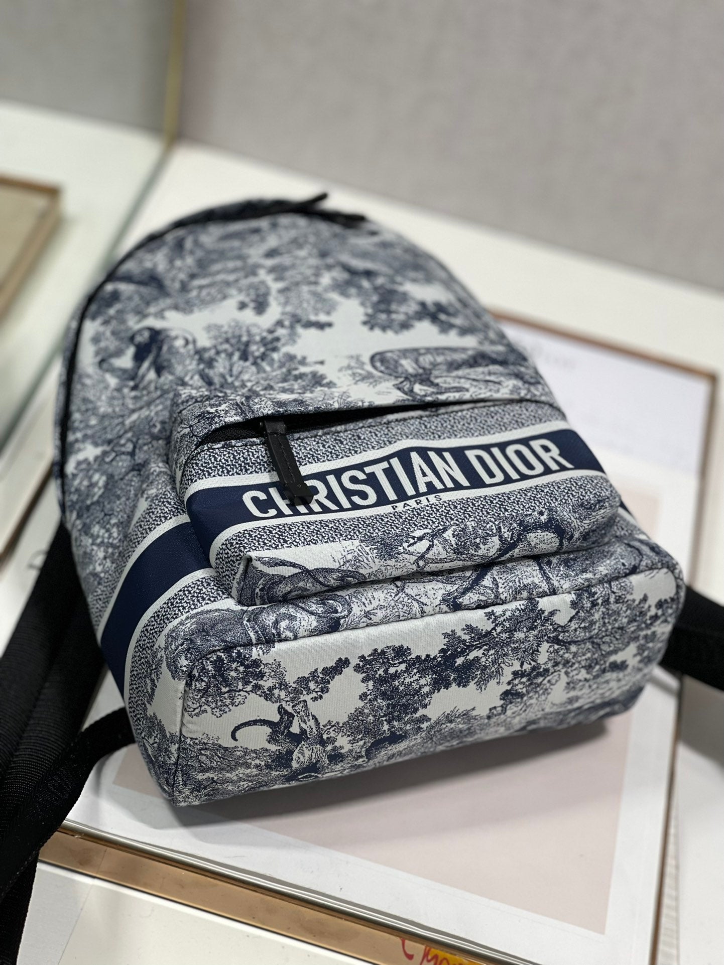 TRAVEL BACKPACK 20CM WHITE BLUE OBLIQUE JACQUARD mysite