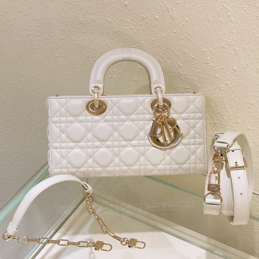 MEDIUM LADY D-JOY 26 WHITE LAMBSKIN mysite