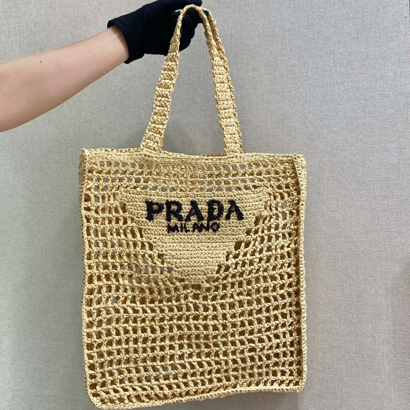 PRA SMALL LOGO RAFIA TOTE 38CM mysite