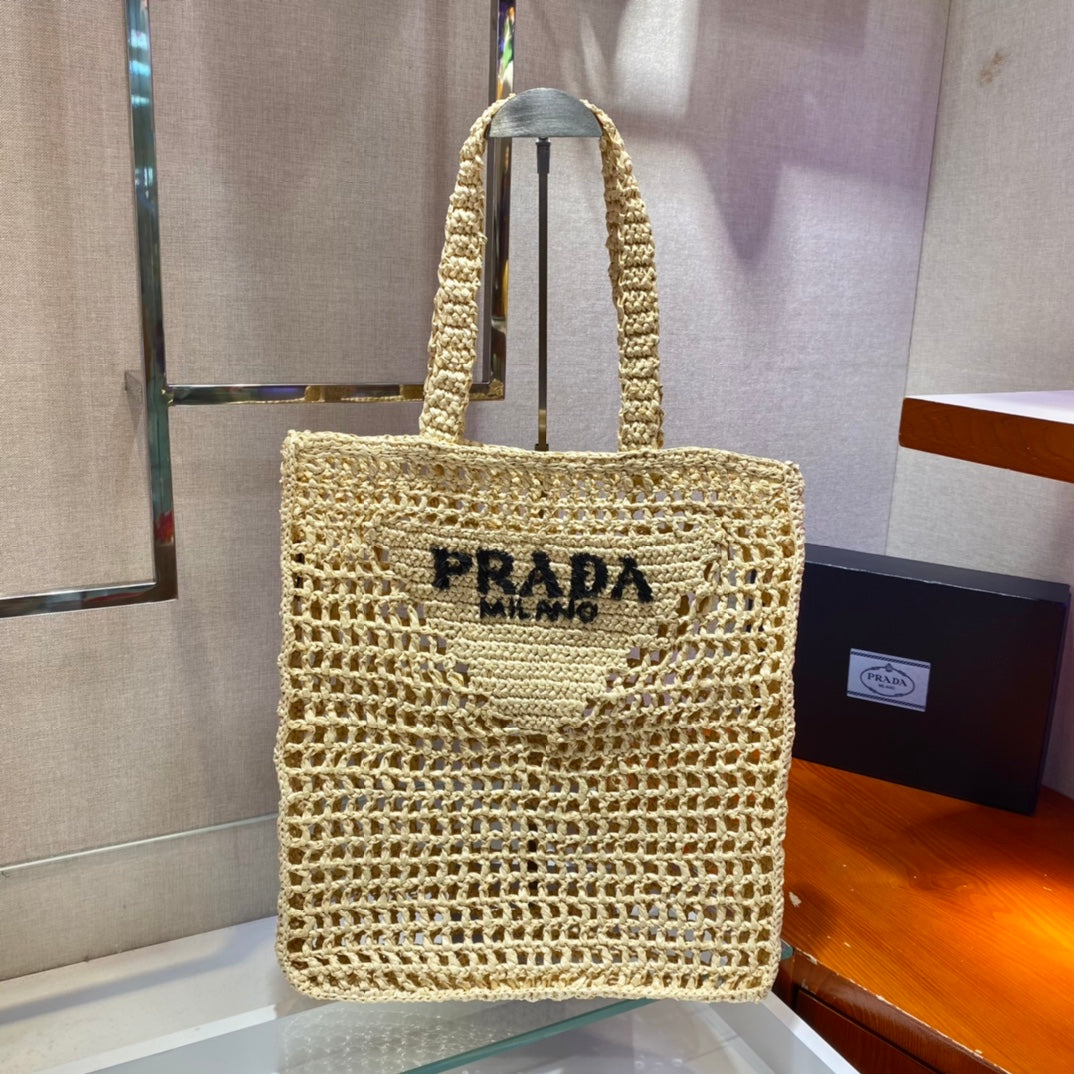 PRA SMALL LOGO RAFIA TOTE 38CM mysite