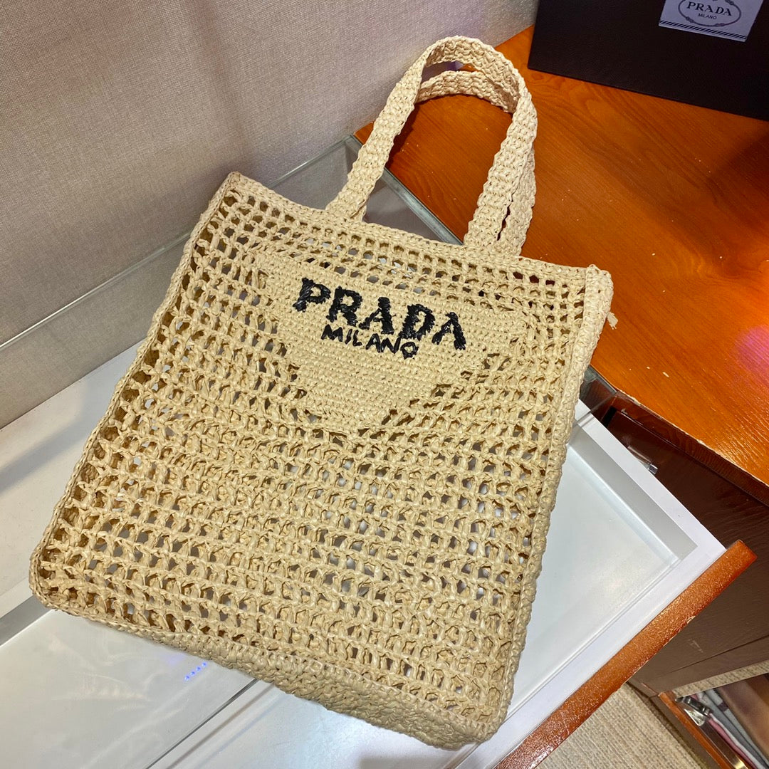 PRA SMALL LOGO RAFIA TOTE 38CM mysite