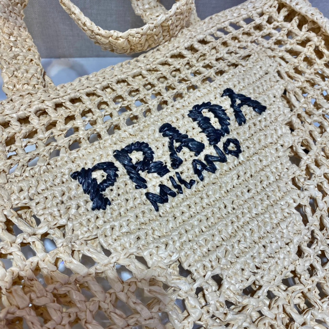 PRA SMALL LOGO RAFIA TOTE 38CM mysite