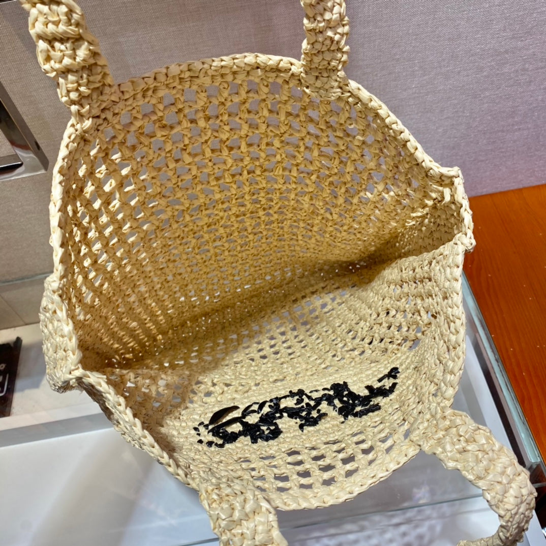 PRA SMALL LOGO RAFIA TOTE 38CM mysite