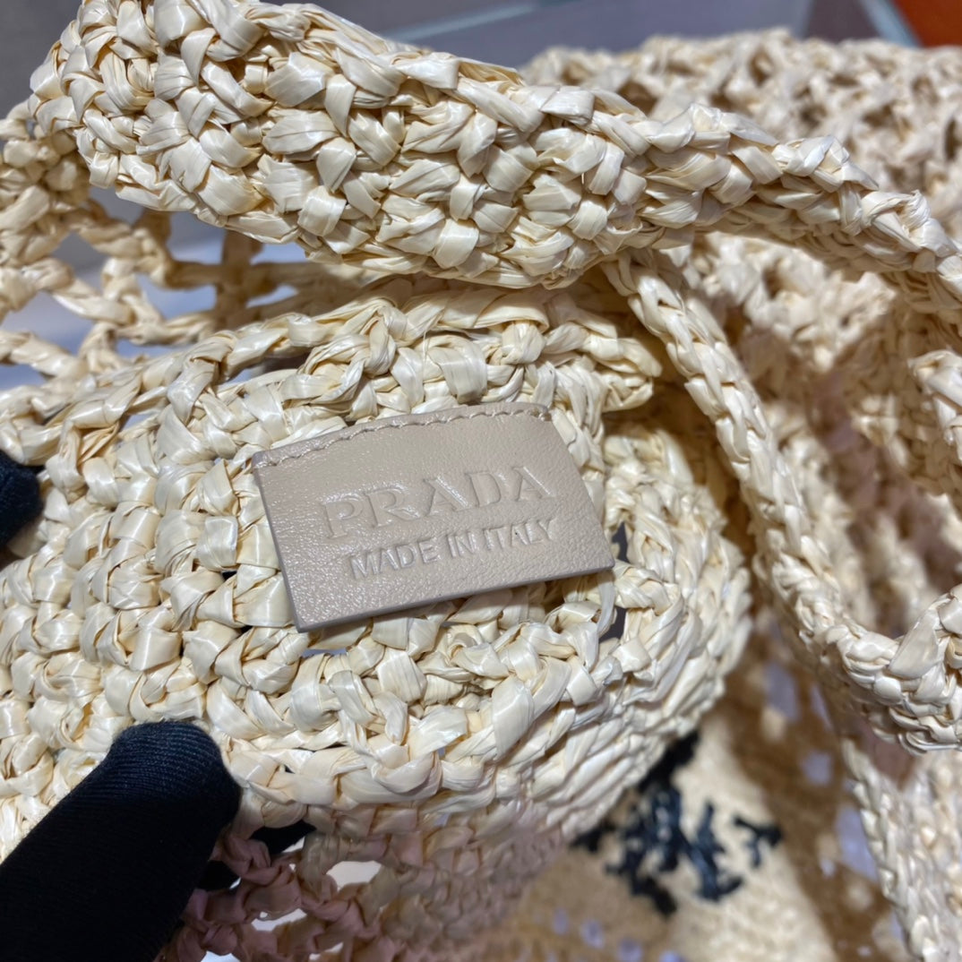 PRA SMALL LOGO RAFIA TOTE 38CM mysite