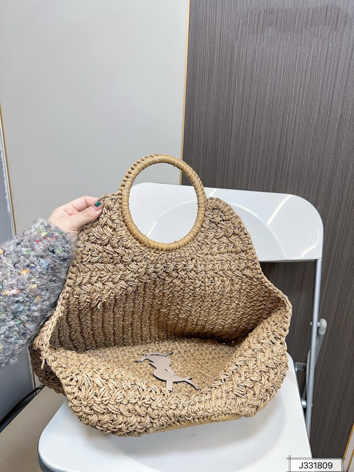 YSL SAINT LAURENT Summer Raffia Tote Bag 41x37cm mysite