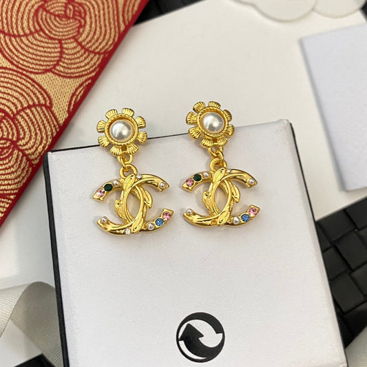 Trendy Gold Floral Earrings mysite