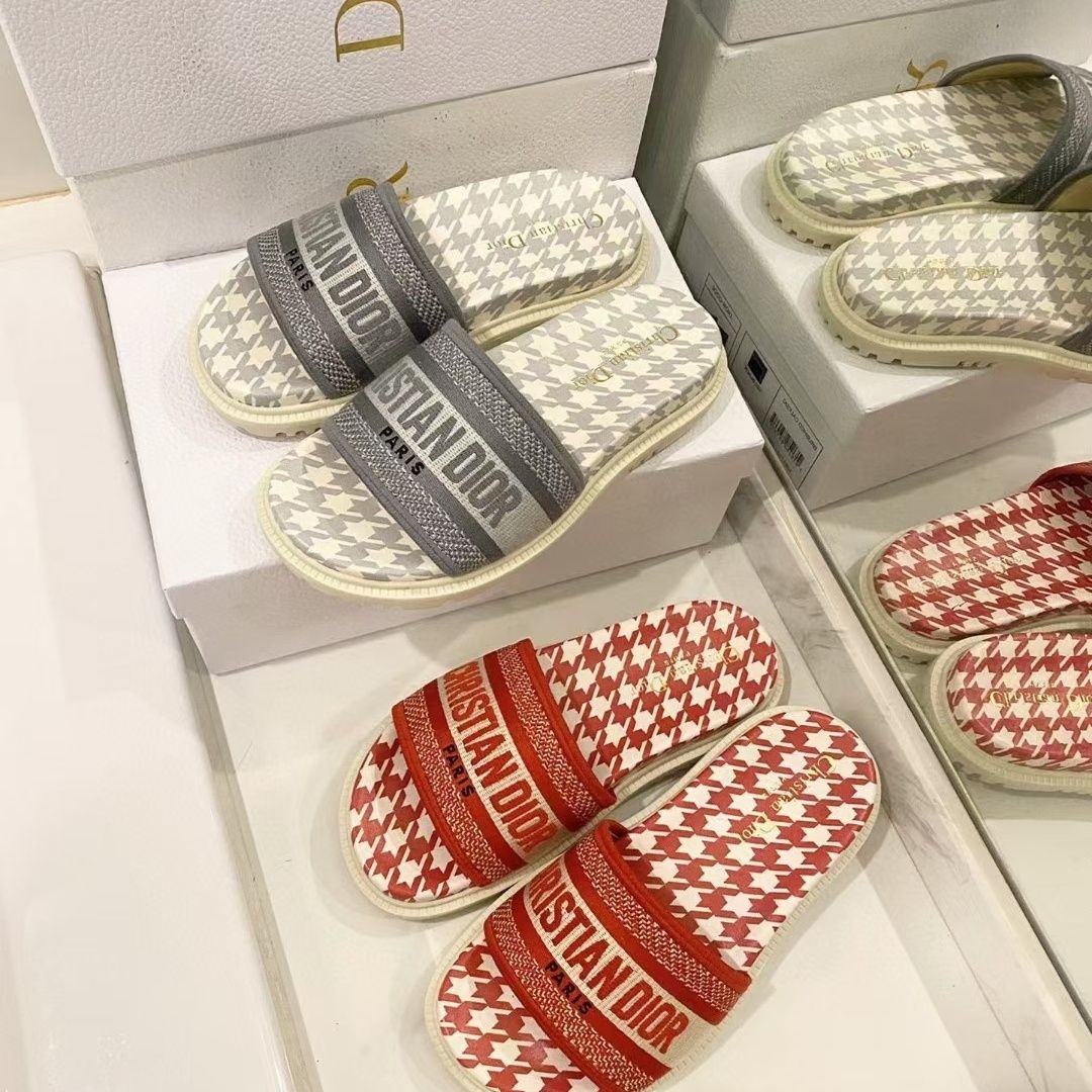 Houndstooth Embossed Slipper Sandals mysite