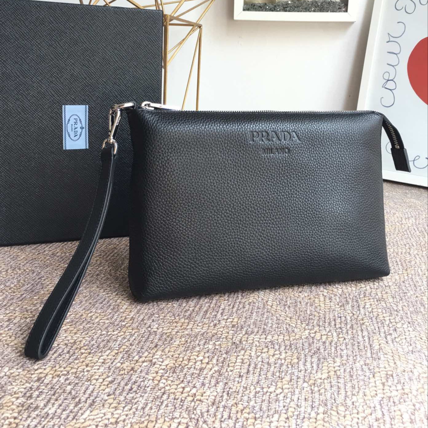 CLUTCH 29 IN BLACK GRAINED CALFSKIN SILVER HARDWARE mysite