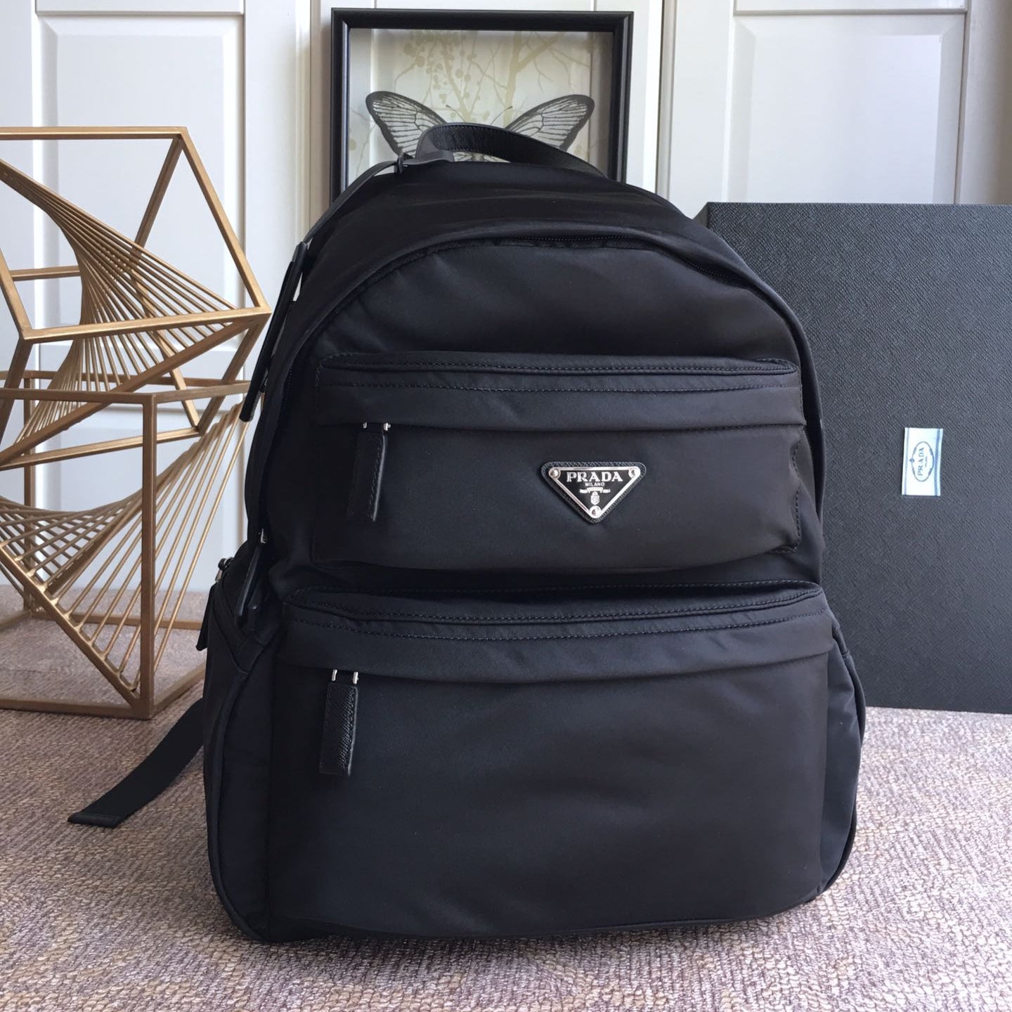 TRIANGLE LOGO BACKPACK 40 IN BLACK RE-NYLON mysite