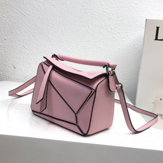 LOE MINI 18 PUZZLE BAG IN BRIGHT PINK CALFSKIN mysite