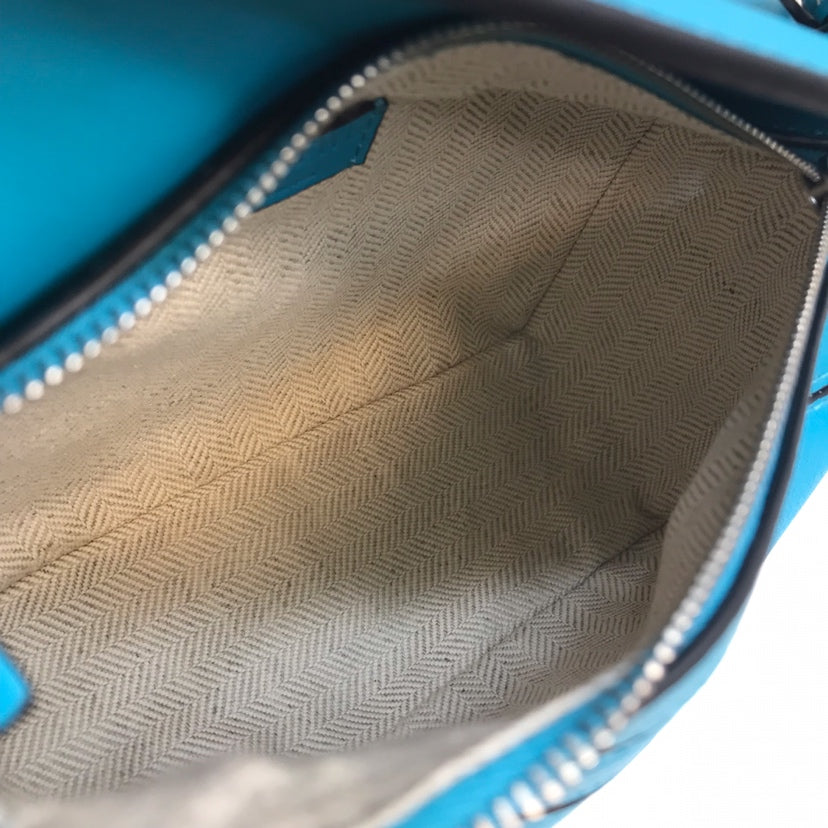 LOE MINI 18 PUZZLE BAG IN BLUE GREEN CALFSKIN mysite