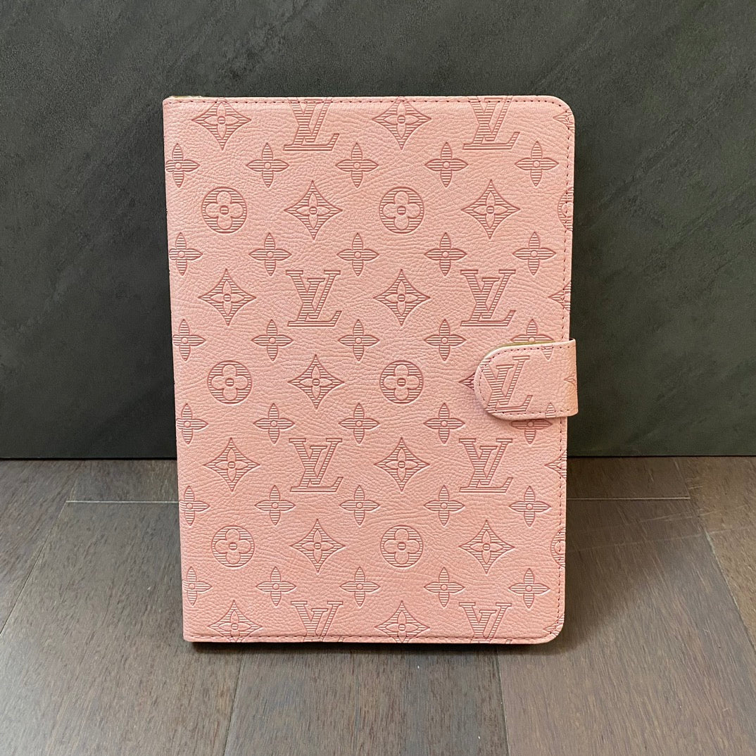 3D Embossed Canvas Monogram Holster Apple iPad Flip Cover With Stand Function mysite